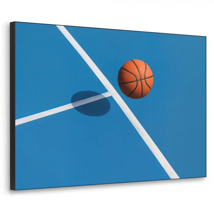 Basket - Bal - Blauw - Zwevend Textielframe zwart klein -3d