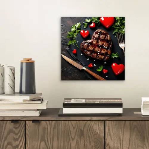 Steak - Hart - Bestek aluminium wit klein -sfeer1