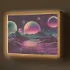 Landschap - Planeten - Horizon - Paars Light Box met batterij (Wandlamp) middel -z3d_website