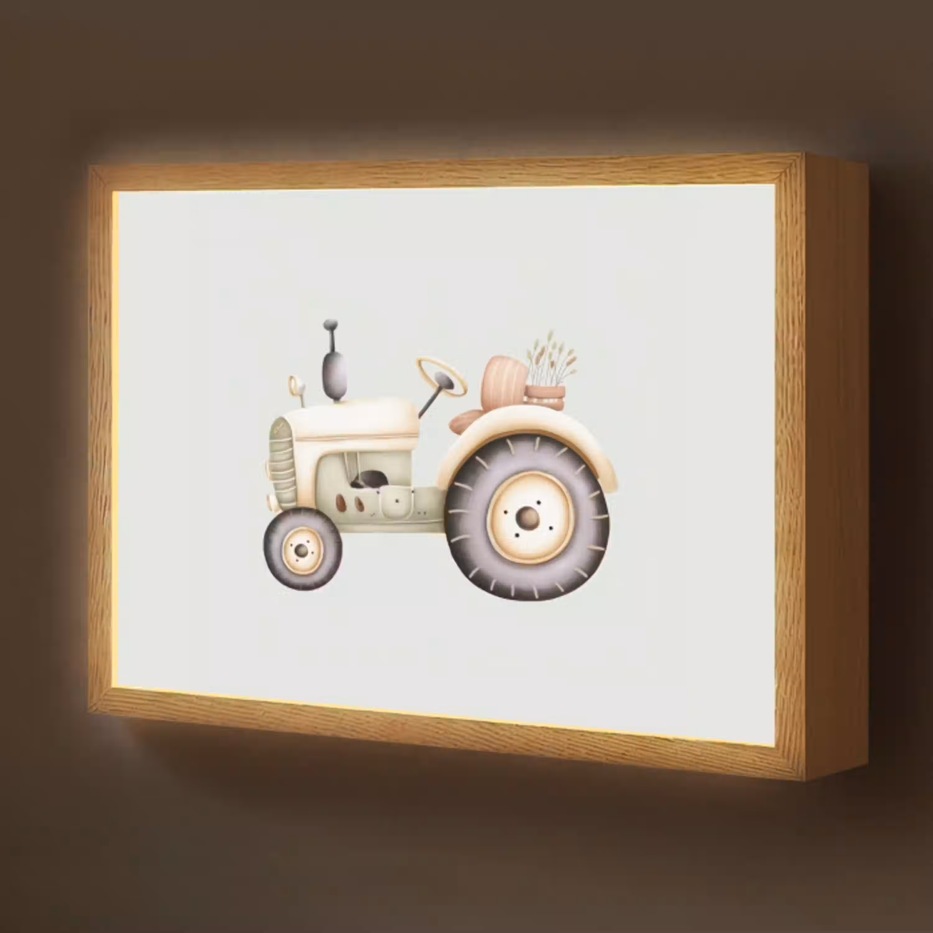 Vintage - Tractor - Pastel Light Box met batterij (Wandlamp kind) middel -z3d_website