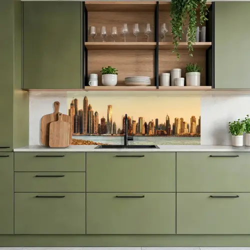 Skyline - Kanaal - Wolkenkrabbers keuken achterwand 2 middel -sfeer3