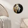Portret - Leeuw - Abstract - Goud Wandcirkel kunststof plaat 5mm dik klein -sfeer5