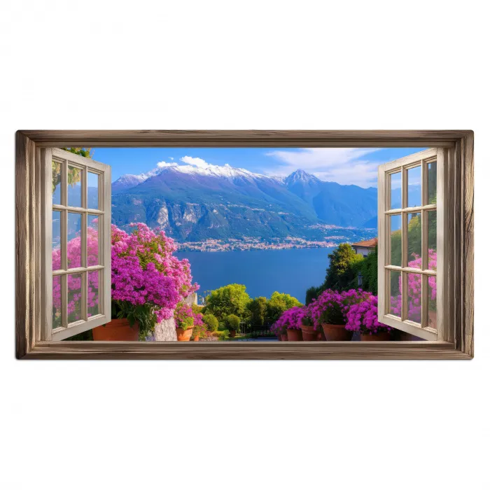 Doorkijk - Berg - Landschap - Uitzicht - Meer Muismat XXL klein -3d_leeg
