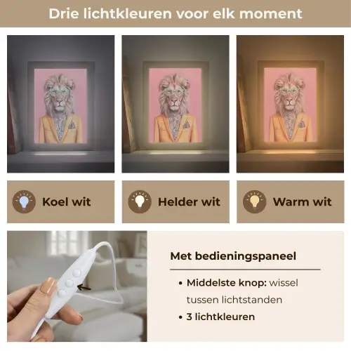 Leeuw - Pak - Geruit - Bril Light Box met kabel (Tafellamp) klein -USP_lichtkleurNL