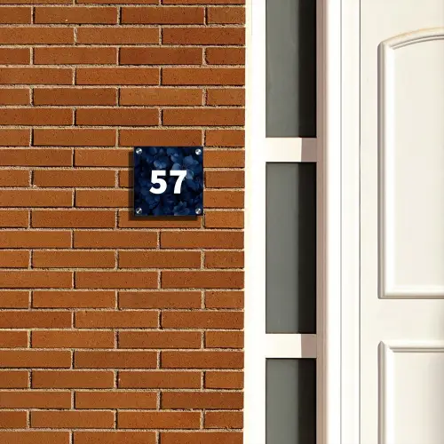 Blauwe bloemen - Traditioneel Naambord Vierkant klein -sfeer3-XS