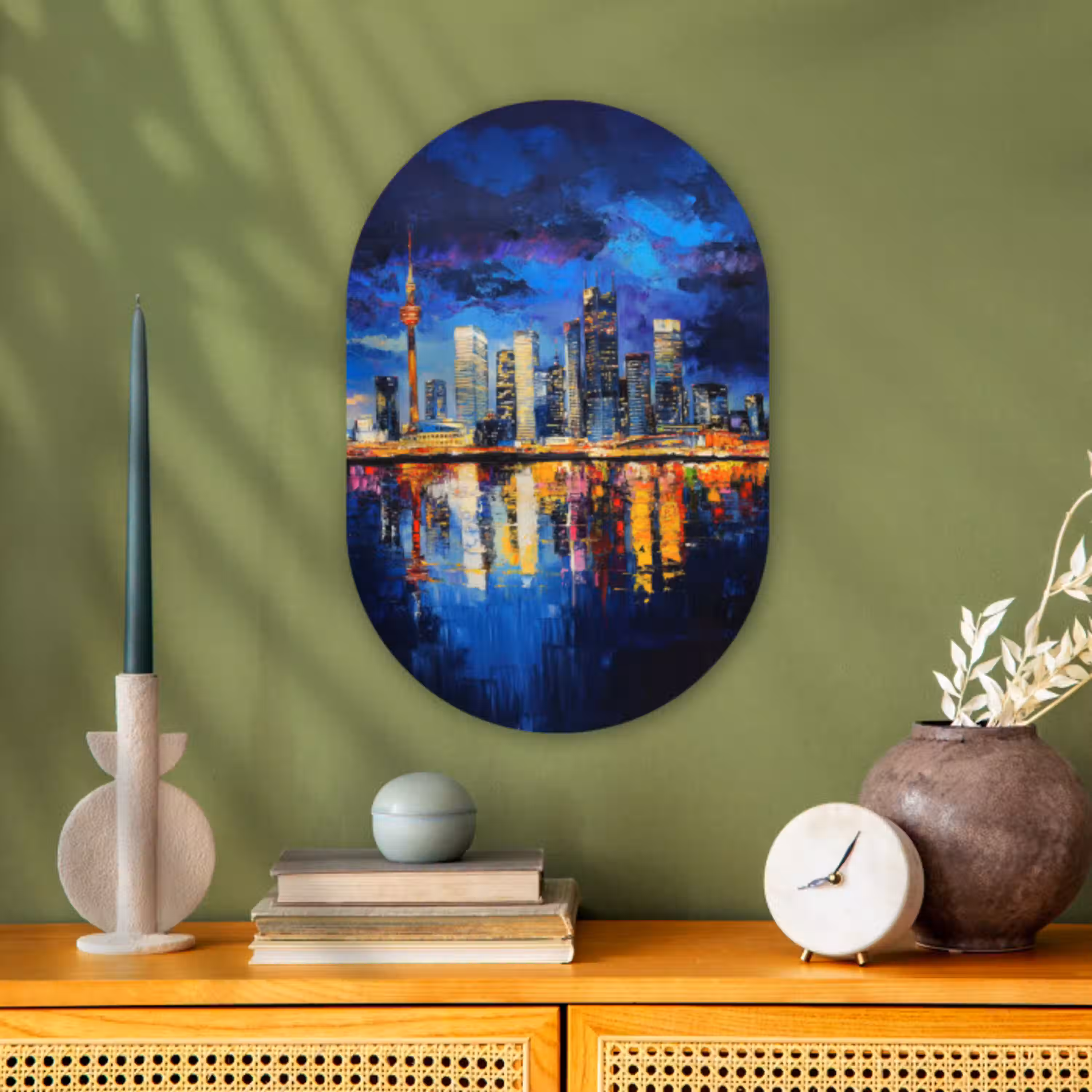 Skyline Toronto - Modern - Stadslicht - Blauw Wandcirkel Ovaal Forex klein -sfeer2