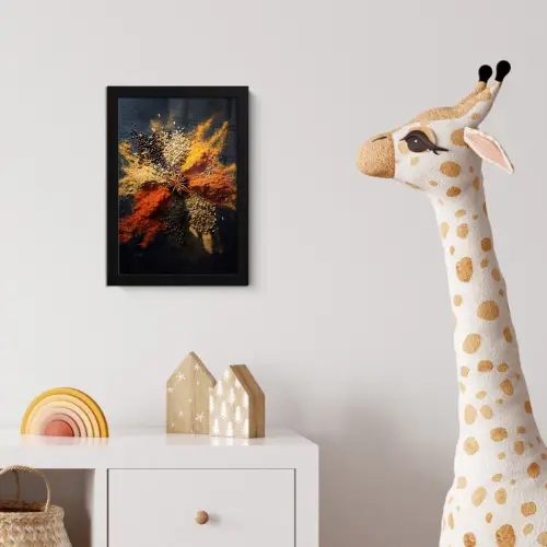 Specerijen - Explosie - Oranje fotolijst zwart zonder passe partout klein -usfeer4_kinderkamer
