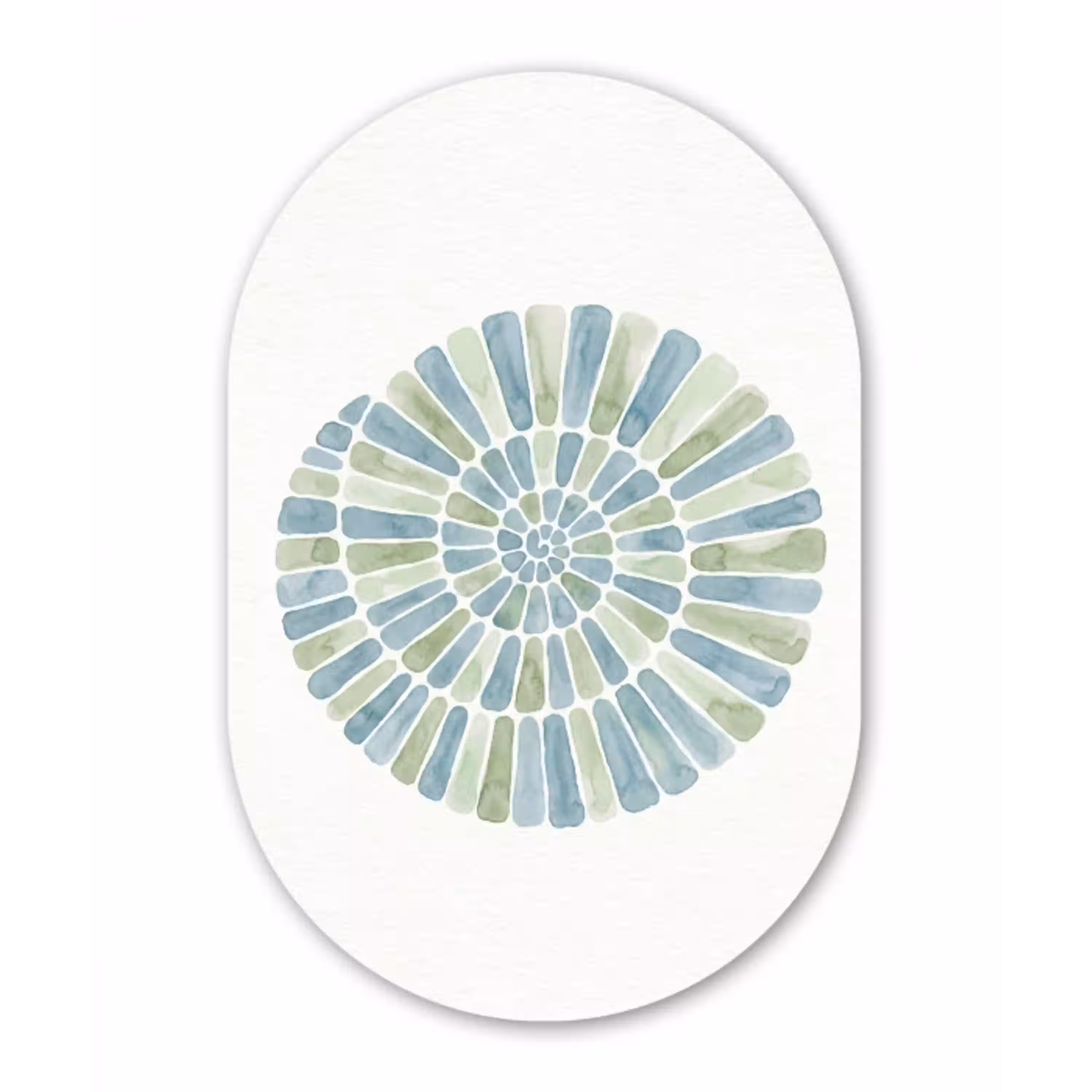 Abstract - Spiraal - Patroon - Modern - Blauw-Groen Wandcirkel Ovaal Aluminium middel -3d