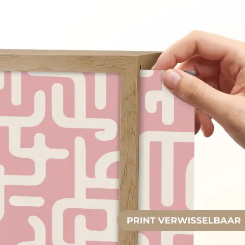 Doolhofpatroon - Roze - Wit - Abstract Light Box met batterij (Wandlamp) middel 907 -USP_websiteprintNL