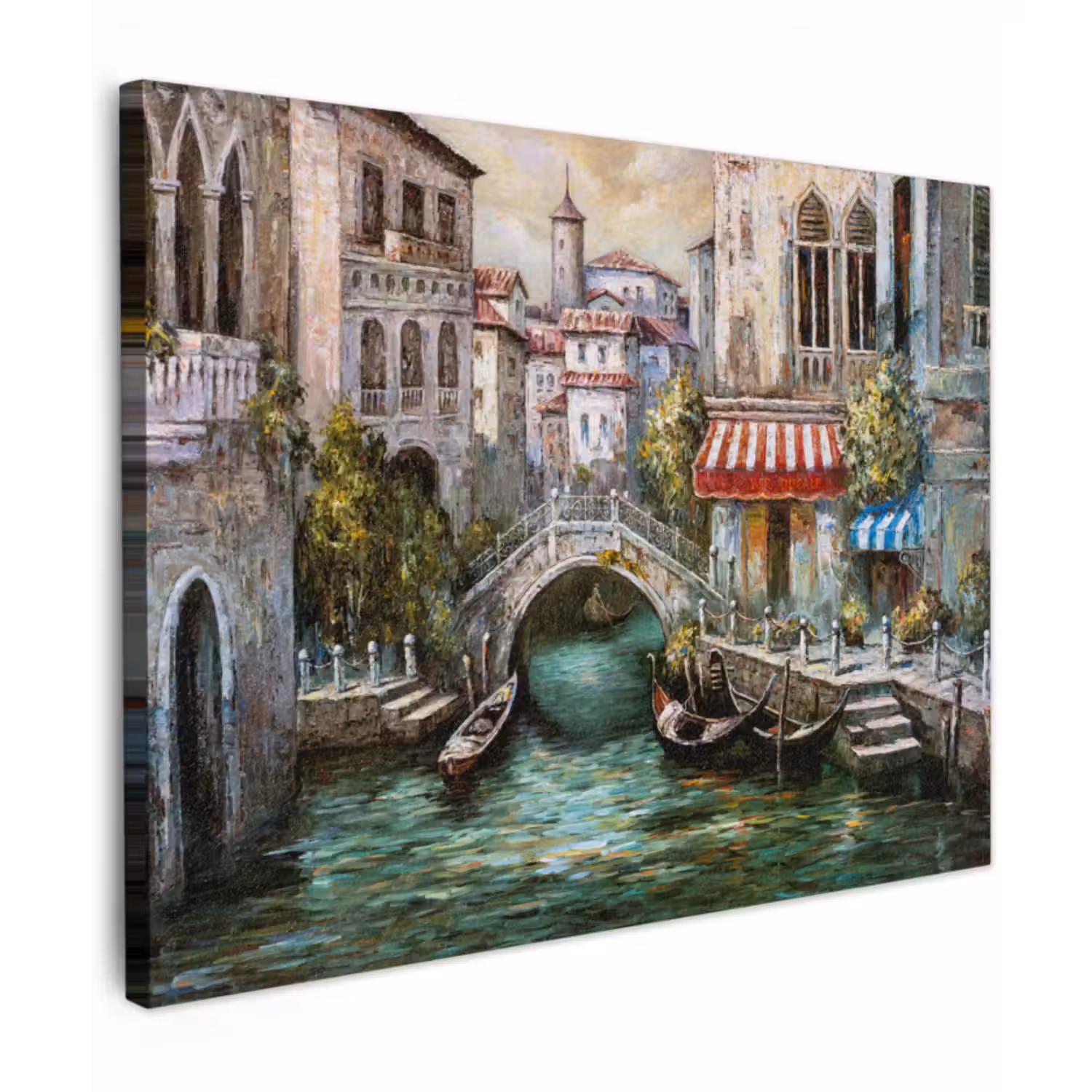 Canvas schilderij - Schilderij - Olieverf - Water - Gracht - Italië