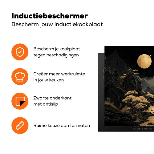 Gouden rivier - Bergen - Maan - Sterrenhemel Inductie beschermer vinyl 3mm klein -zzzzzzz-td-ups