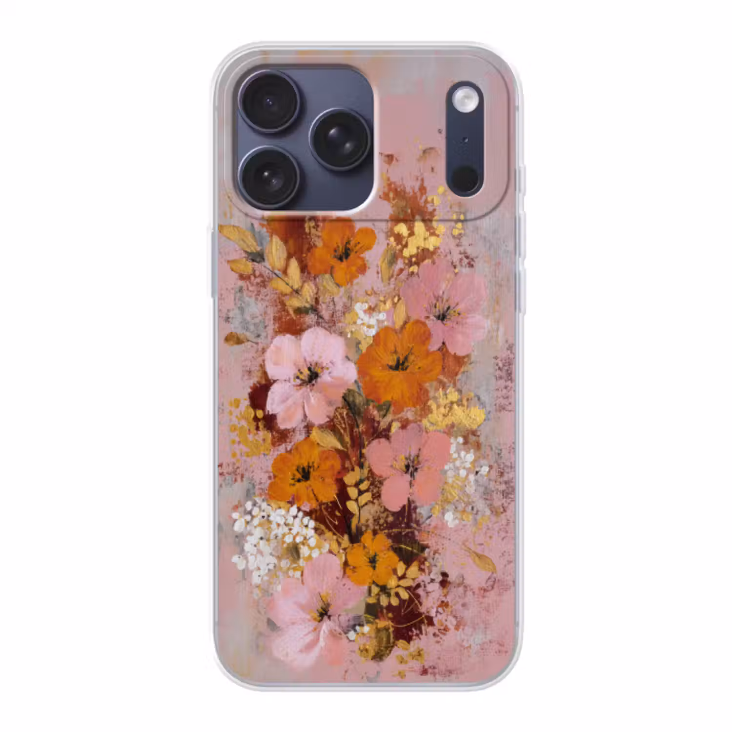 Telefoonhoesje Softcase - Schilderij - Bloemen - Rustiek - Roze
