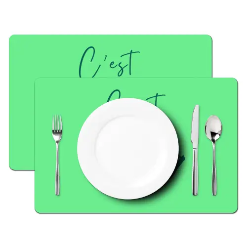 c'est la fucking vie - Groen - Penseelstijl Placemat vinyl groot -zzsfeer2_Kitchenyeah-website