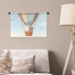 Luchtballon - Beren - Pastel Wandkleed katoen klein -sfeer4
