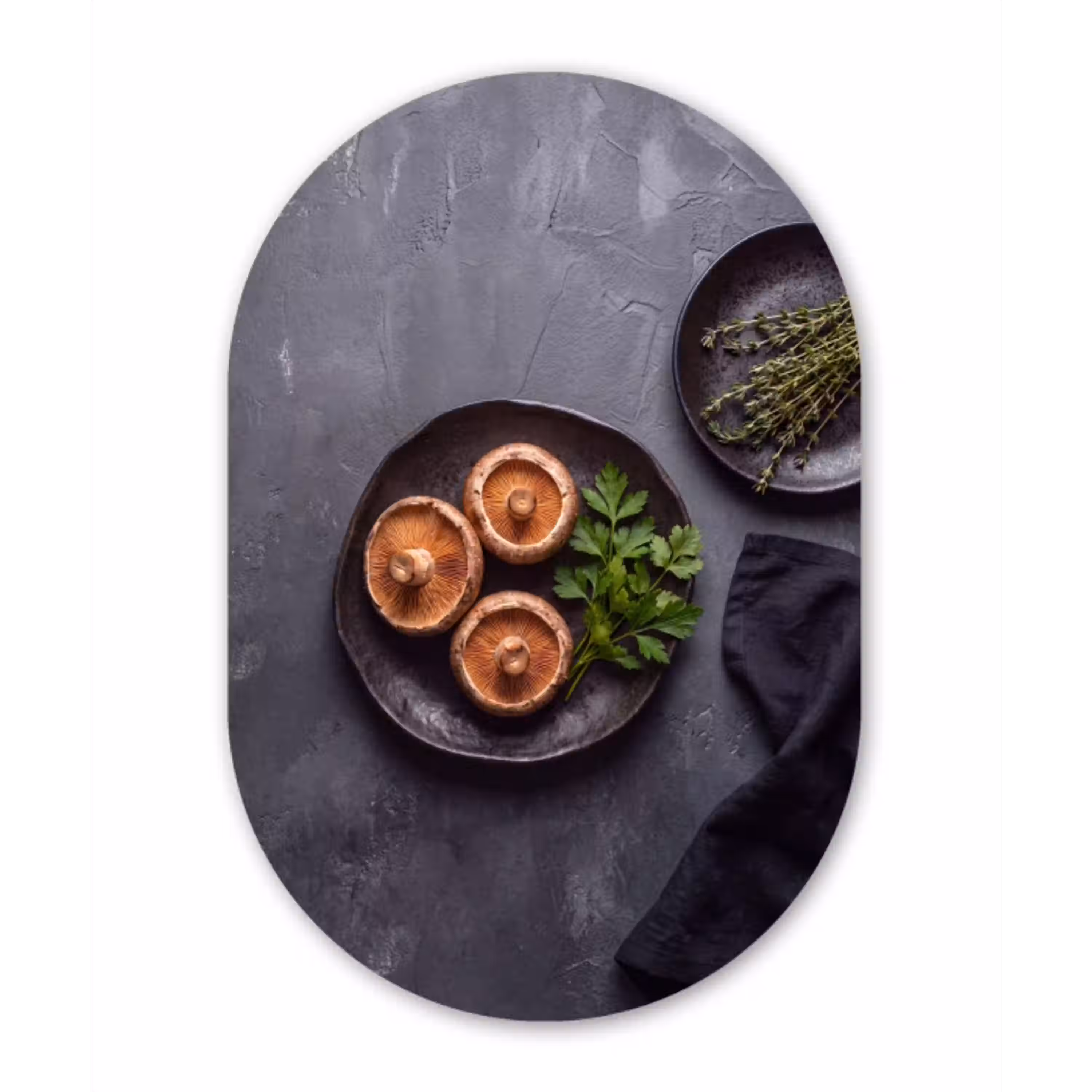 Paddestoelen - Kruiden - Eten Wandcirkel Ovaal Aluminium middel -3d