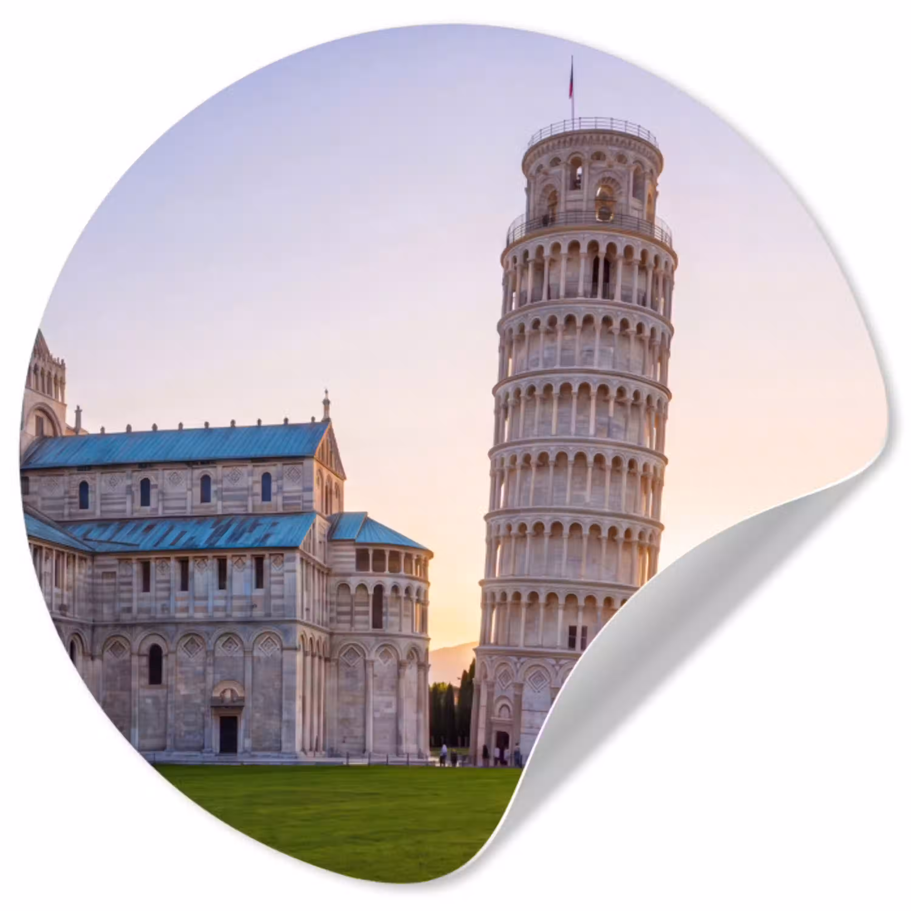 Architectuur - Toren - Pisa - Italië - Zonsondergang Wandcirkel behangsticker klein -3d