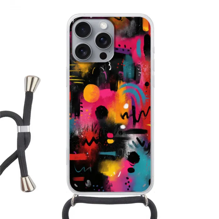Kleurvlakken - Vormen - Kleurrijk - Abstract Hoesje iPhone 16 Pro Max met koord klein -3d