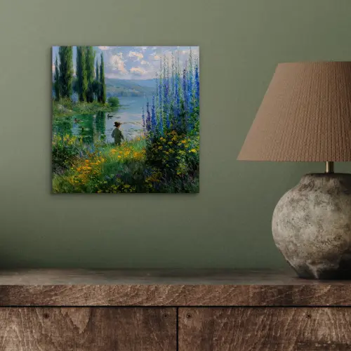 Bloemen - Meer - Bergen - Groen aluminium wit klein -sfeer2