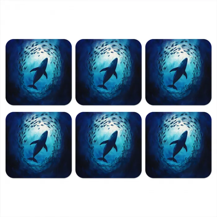 Walvis - Vissen - Donkerblauw onderzetter kurk middel -3d