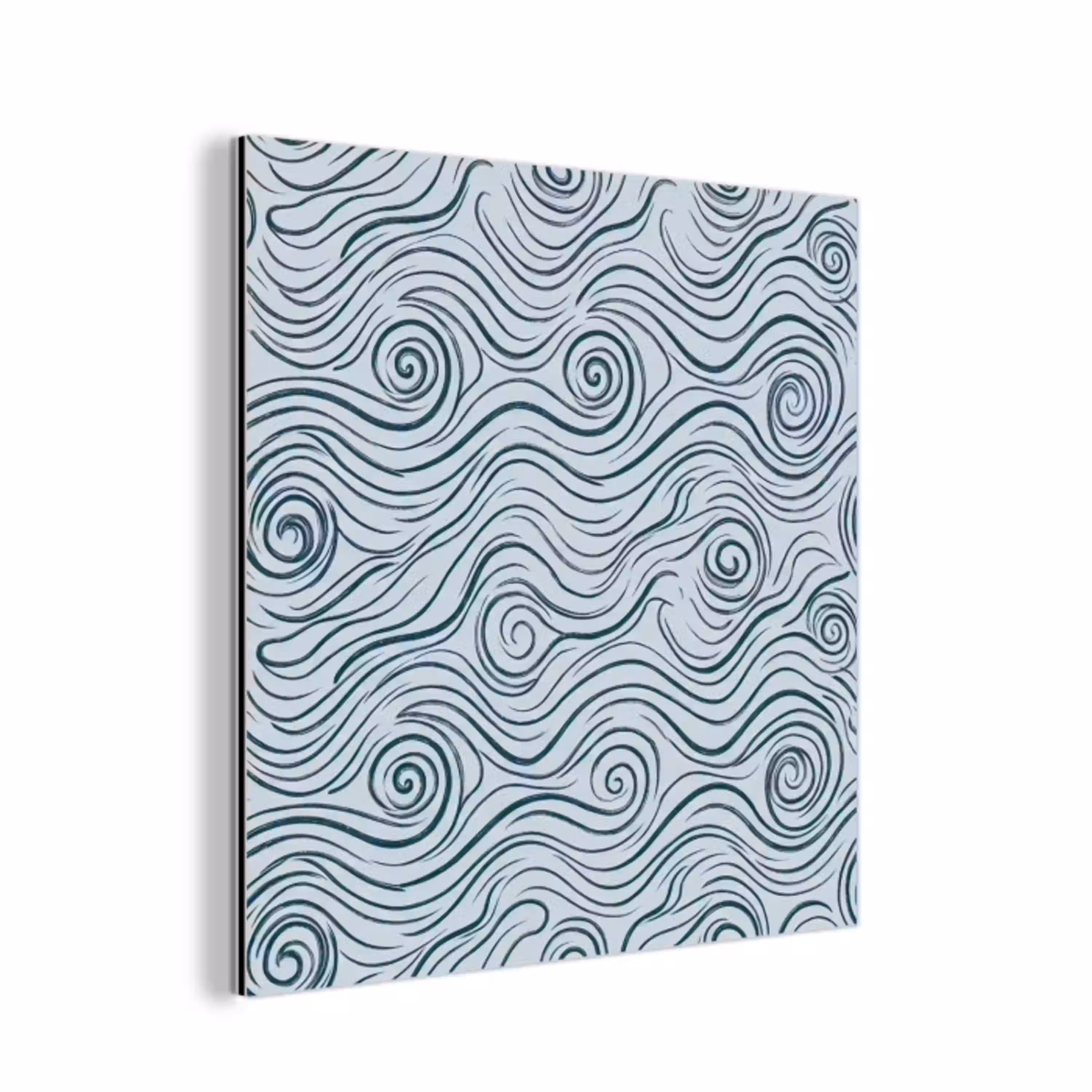 Patroon - Golven - Abstract - Modern - Blauw aluminium wit klein -3d