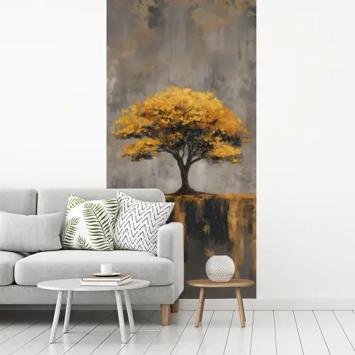 Boom - Bladeren - Goud - Abstract fotobehang vinyl groot -woonkamer