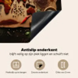 Wereldkaart van Kruiden Inductie beschermer vinyl 3mm middel -sfeer4