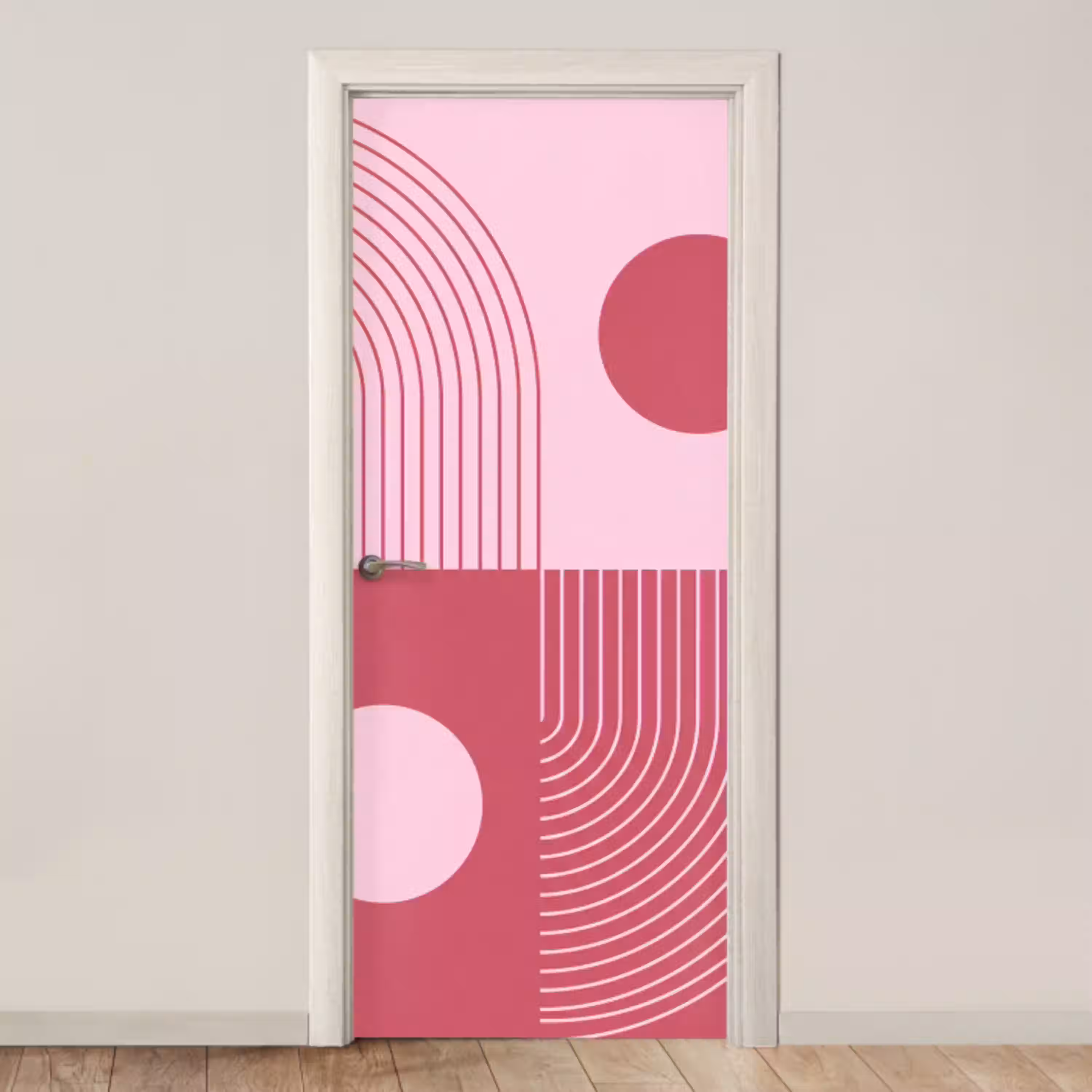 Geometrie - Patroon - Abstract - Roze - Modern deurposter klein -3d_beige
