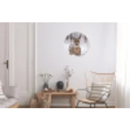 Hert - Sneeuw - Bos - Dieren - Vertederend Wandcirkel aluminium klein -woonkamer