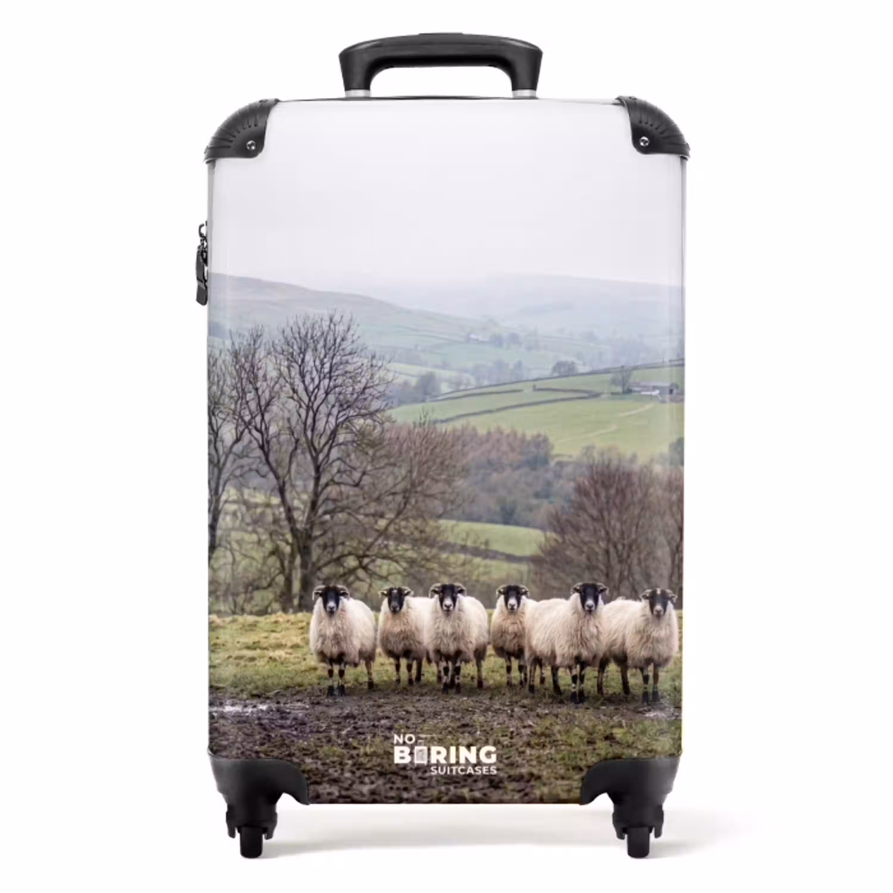 Schapen - Rij - Weide - Dieren - Platteland NBS - Handbagage koffer - Volwassenen Unisex middel -productfoto_recht