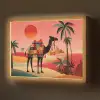Kameel - Gekleurd tapijt - Duinen - Rode zon Light Box met batterij (Wandlamp) middel -z3d_website