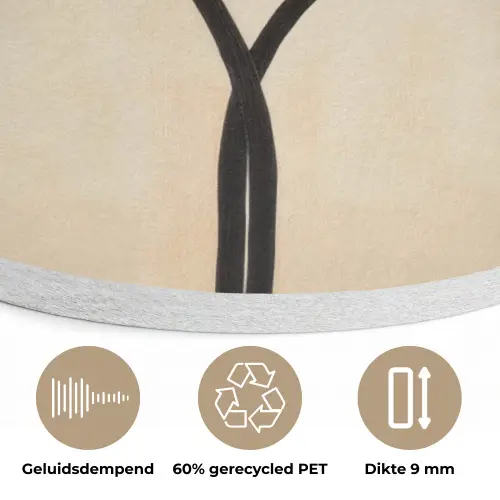 Bladeren - Gestreept - Stengel - Beige Akoestische PET Vilt - Rond klein -closeup_NL