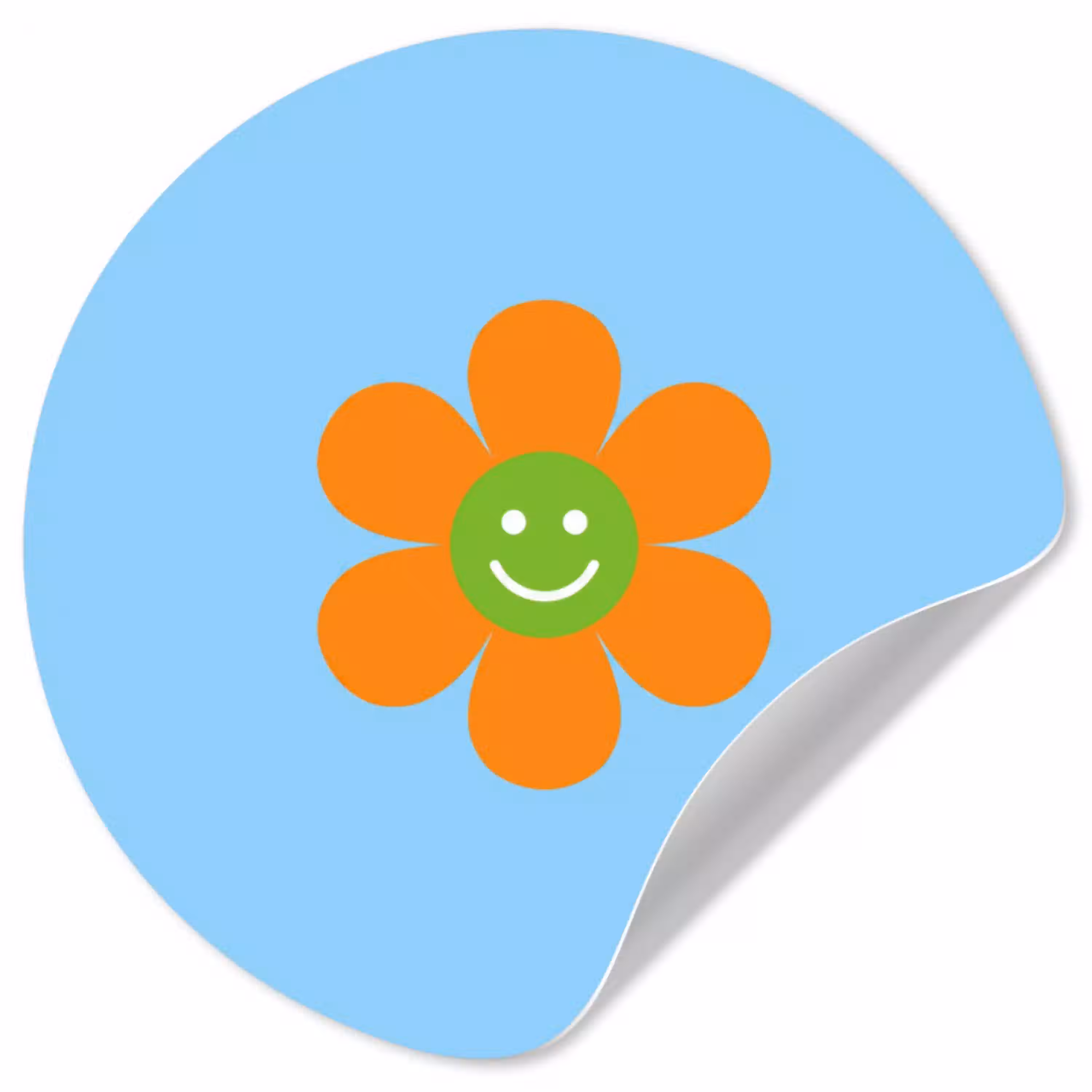 Bloem - Smiley - Kleurrijk Wandcirkel behangsticker klein -3d