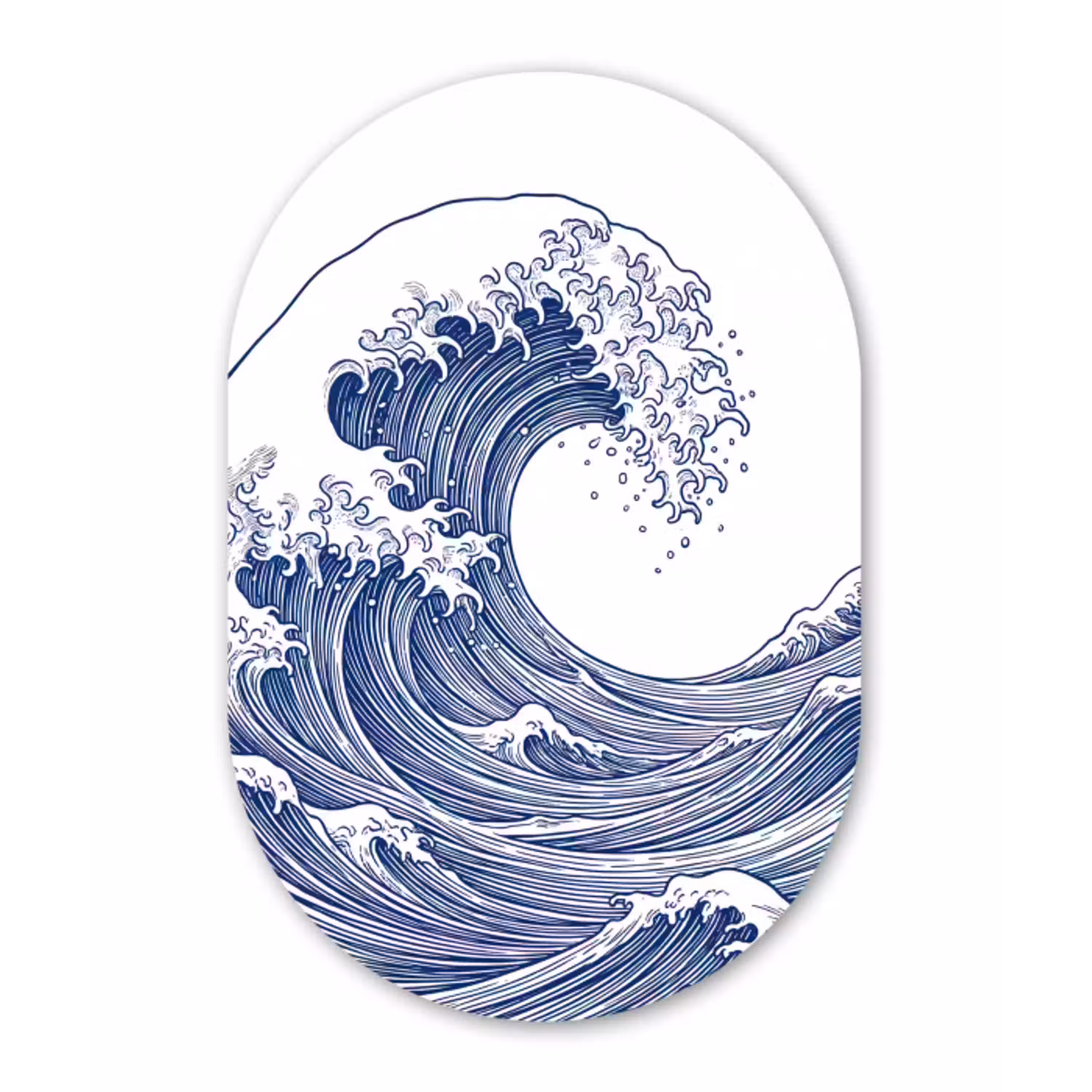 Golf - Japans - Zee - Illustratie - Blauw Wandcirkel Ovaal Aluminium middel -3d