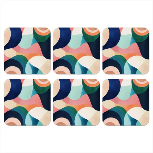 Abstract - Blauw - Roze onderzetter kurk middel -3d