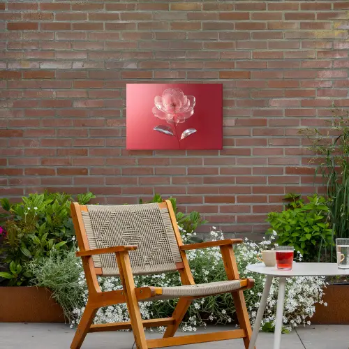 Sierlijk - Bloem - Roze - Glazen Tuinposter op houten frame 2 cm dik klein -sfeer3