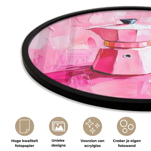 Roze - Verf - Coffee Fotolijst rond zonder passe partout klein -closeup_NL