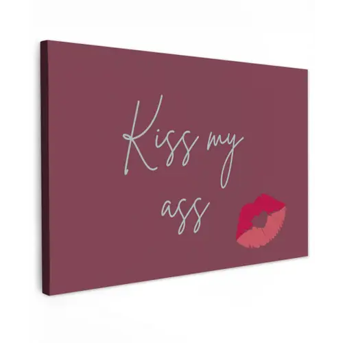Kiss my ass - Lip - Bordeaux Tuinposter op houten frame 2 cm dik klein -3d