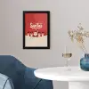 Illustratie - Kerstman - Rendieren - Rood fotolijst zwart zonder passe partout klein -sfeer4