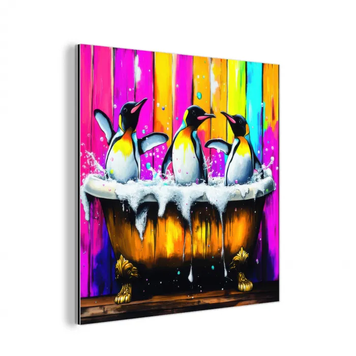 Pinguïns - Badkuip - Kleurrijk - Schuim aluminium wit klein -3d