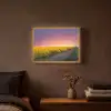 Bloemen - Weg - Lucht - Geel - Paars - Zonsondergang - Natuur Light Box met batterij (Wandlamp) middel -sfeer4