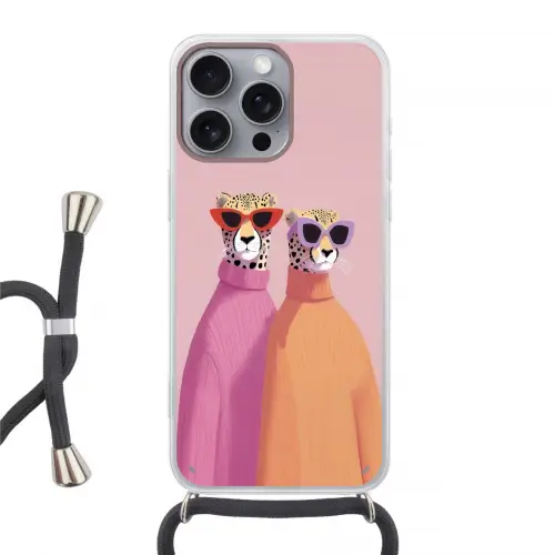 Jachtluipaarden - Zonnebrillen - Truien Hoesje iPhone 16 Pro Max met koord klein -3d