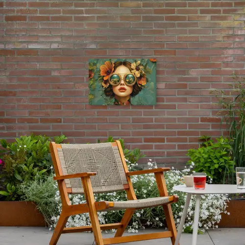 Vrouw - Bloemen - Vlinders - Natuur - Vintage Tuinposter op houten frame 2 cm dik klein -sfeer3