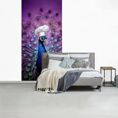 Pauw - Koksmuts - Cool - Paars fotobehang vinyl groot -slaapkamer