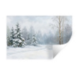 Bospad - Dennen - Sneeuw - Winter - Rustgevend Muursticker klein -3d