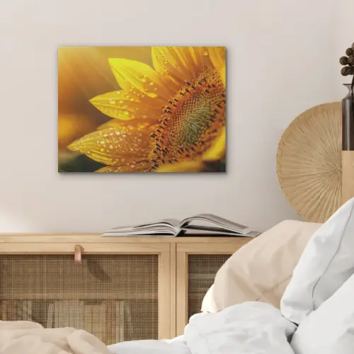 Zonnebloem - Dauwdruppels - Geel - Zonlicht PET vilt klein -sfeer3