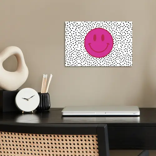 Smiley - Roze - Stippen poster papier klein -sfeer1