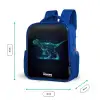 Digitale T-Rex in blauw lichtveld Kinderrugzak - Blauw middel -productfoto_formaten