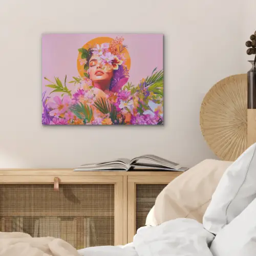 Vrouw - Abstract - Cirkel - Bloemen PET vilt klein -sfeer3