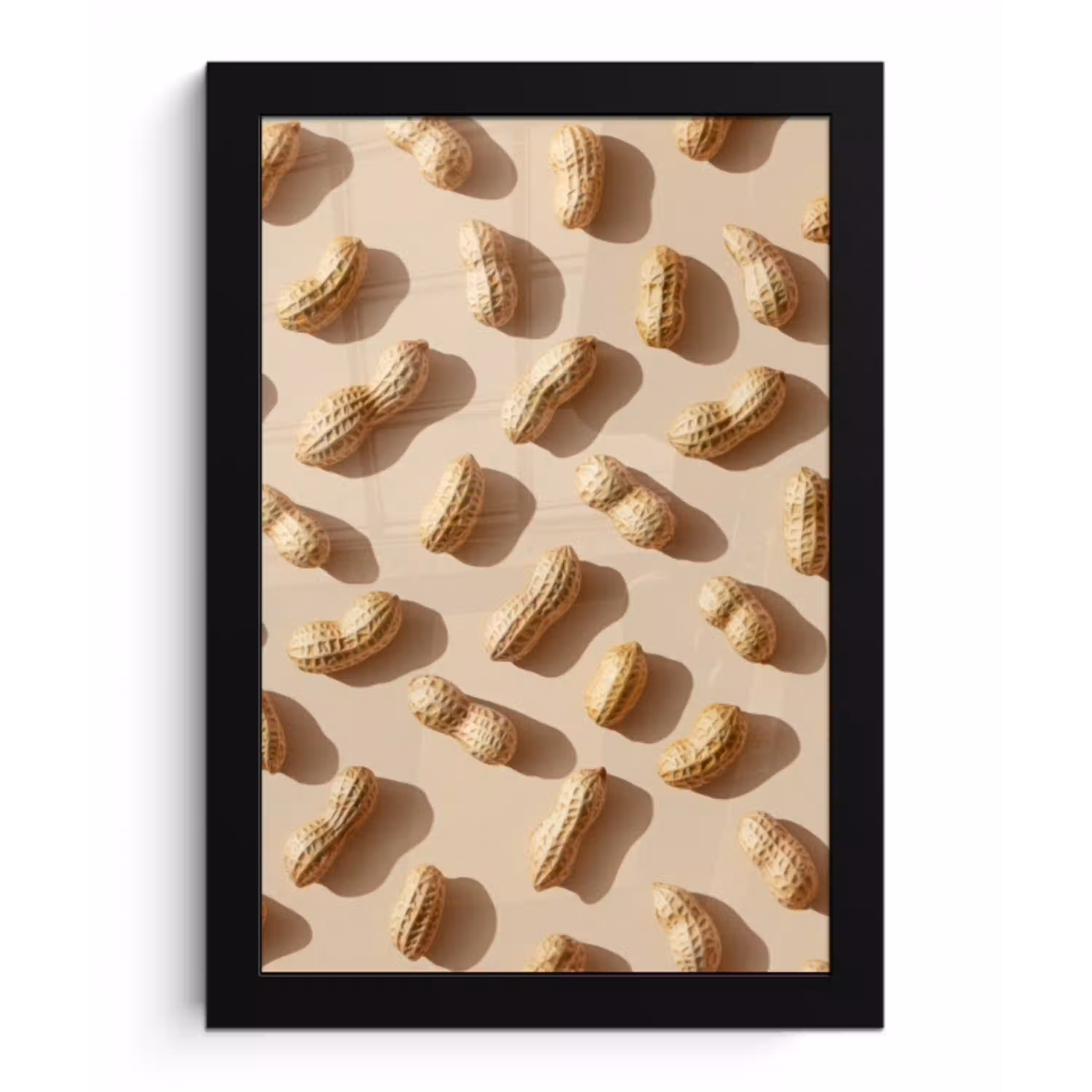 Pinda's - Patroon - Beige fotolijst zwart zonder passe partout klein -3d