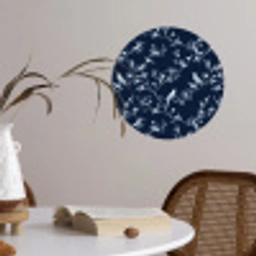 Grafisch - Bloesemtak - Blauw Wandcirkel behangsticker klein 186 -sfeer3